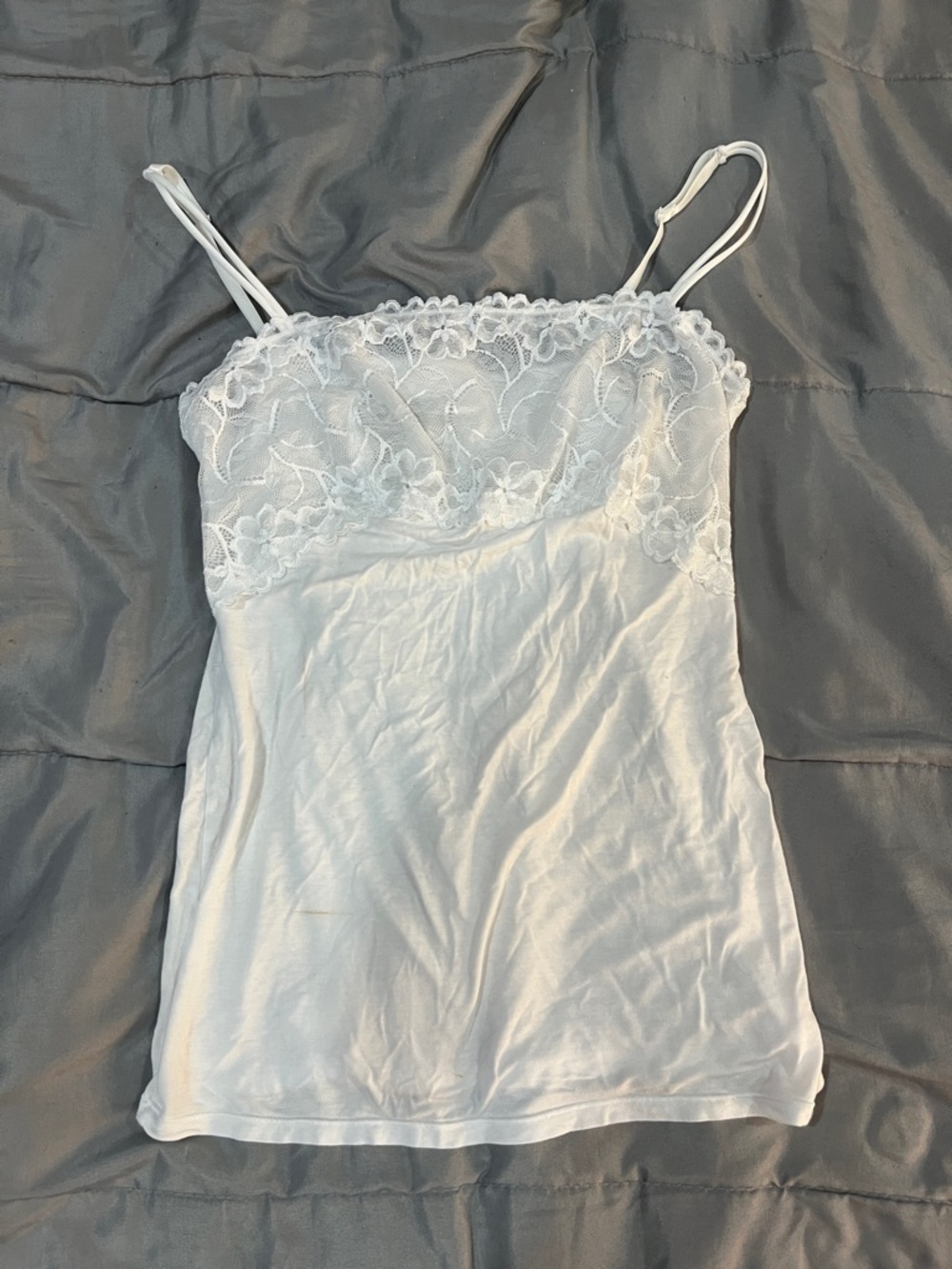 Jazebel Lace Trim White Camisole Tank Top